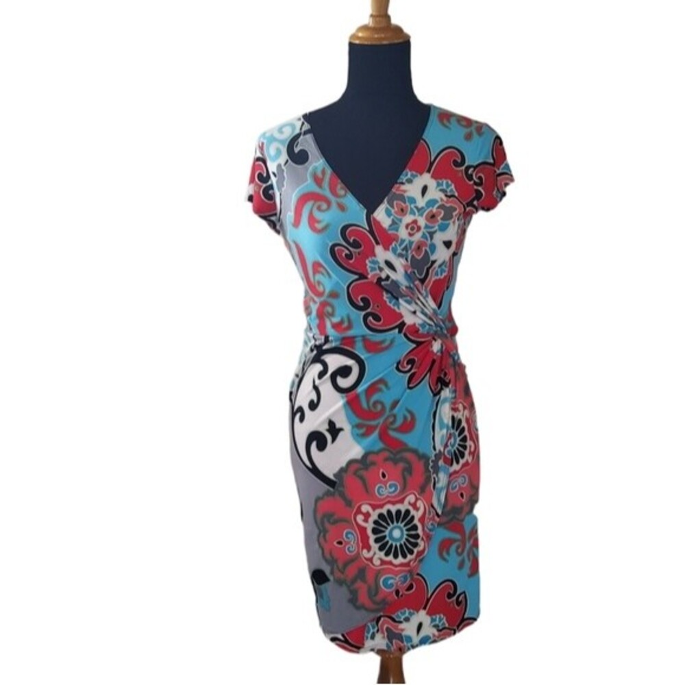 Floral Faux Wrap Mini Dress New